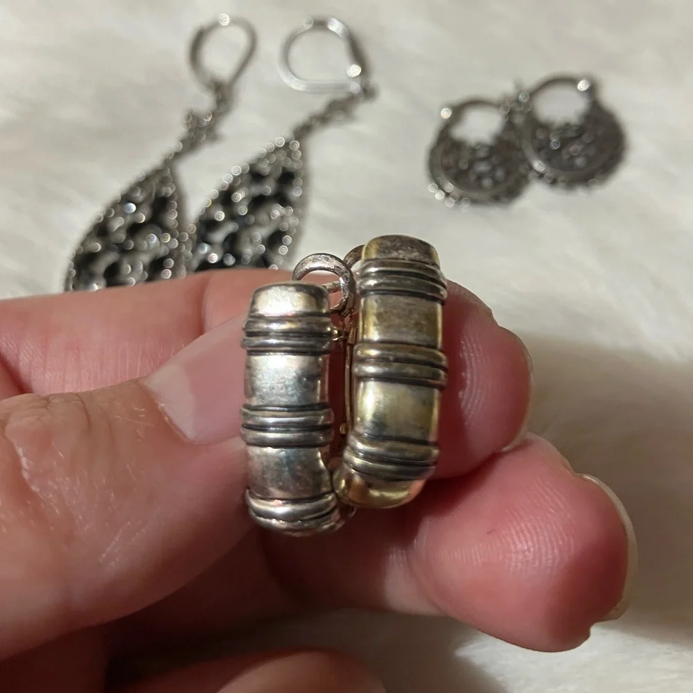 Sterling Silver Earring Lot-3 Pairs